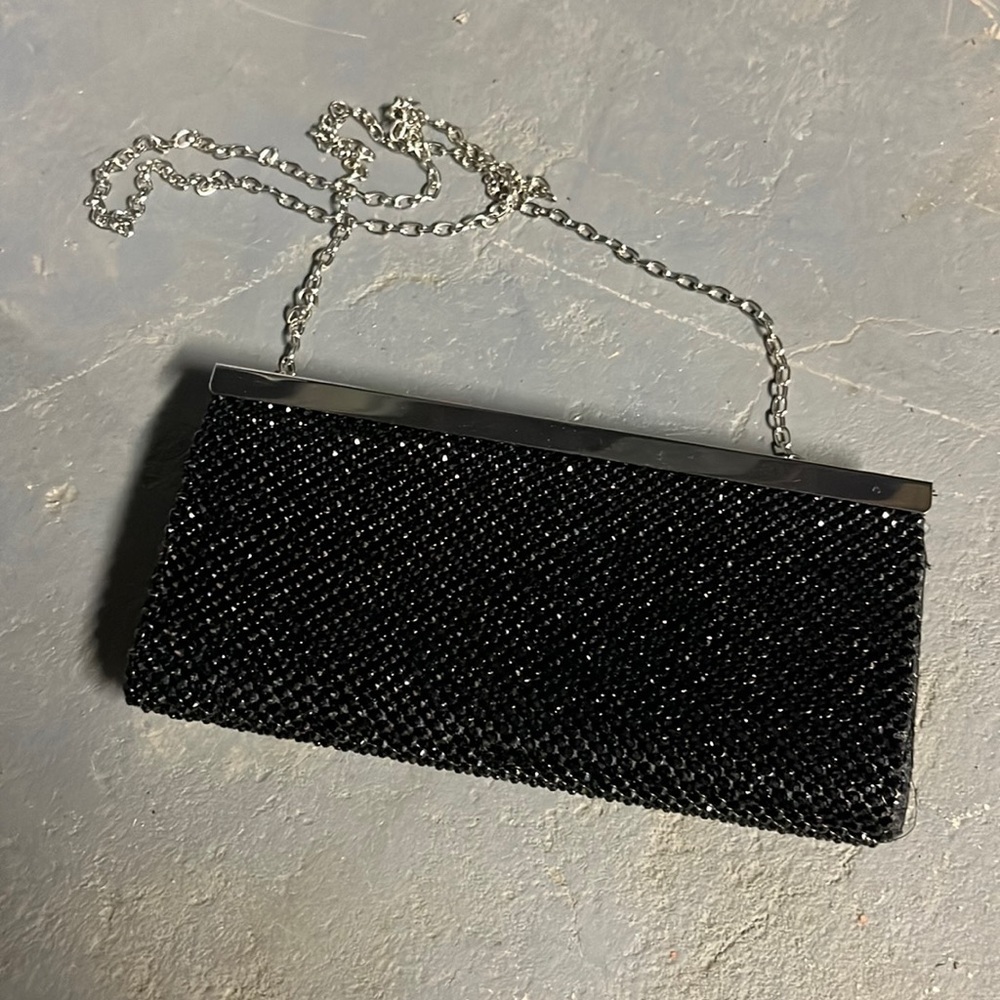La Regale black beaded clutch